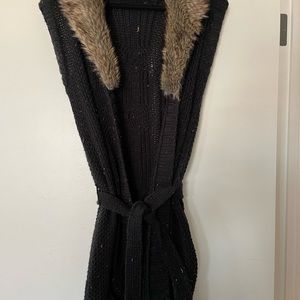 Altar’d State fur collar duster sweater Medium